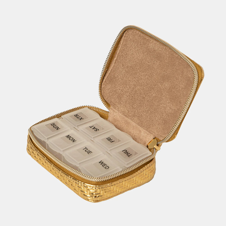 Herringbone Gold Pill Box
