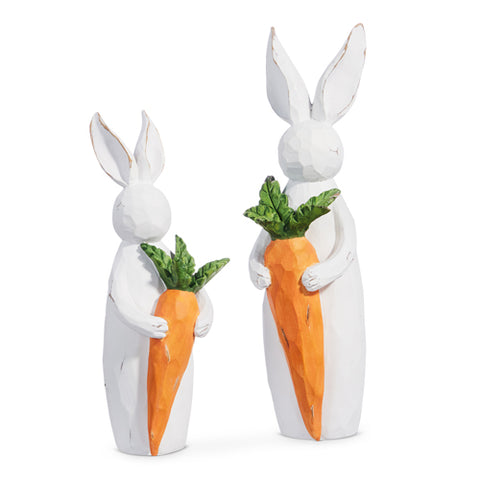Carved Bunny with Carrot Figure - Assorted