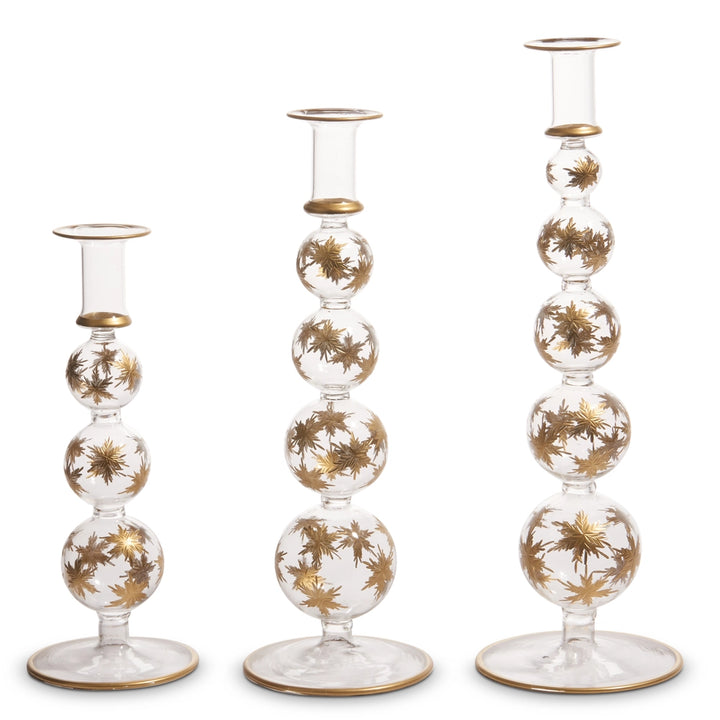 Gold Etched Snowflake Candlestick