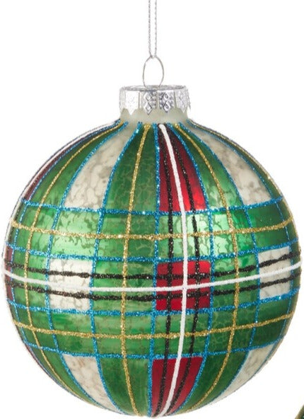 Green Tartan Plaid Ornament