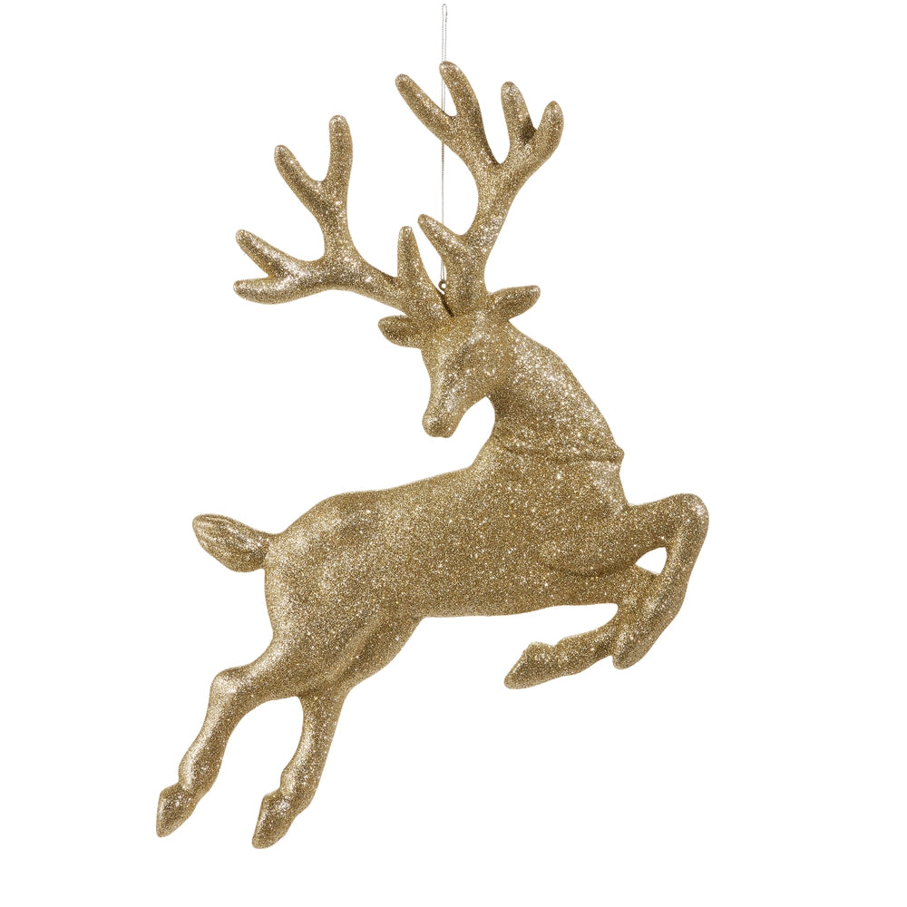 Champagne Glitter Leaping Deer Ornament