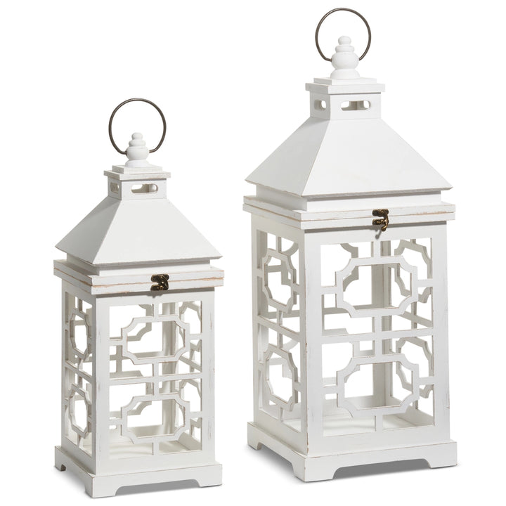White Geometric Panel Lantern