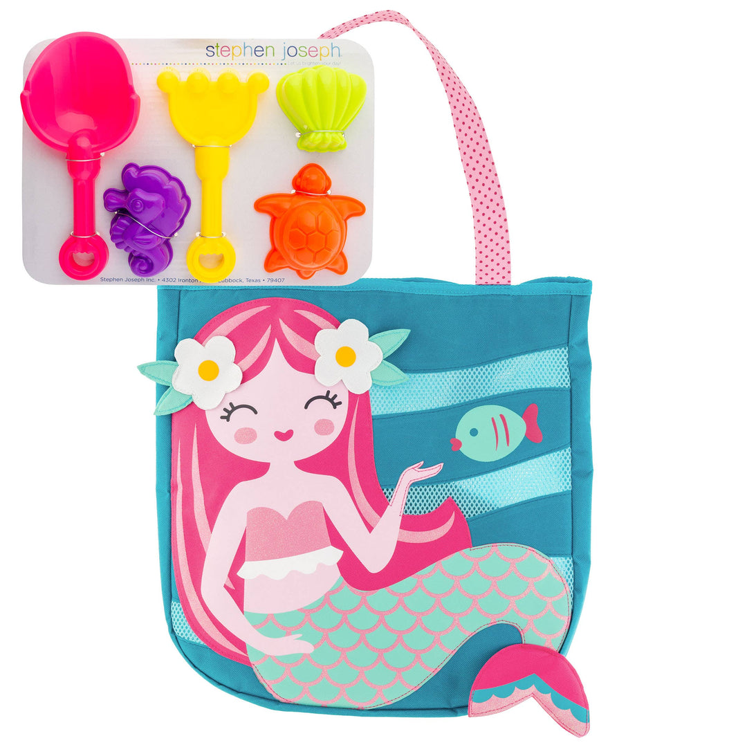Stephen Joseph Mermaid Beach Tote with Sand Toys Play Set