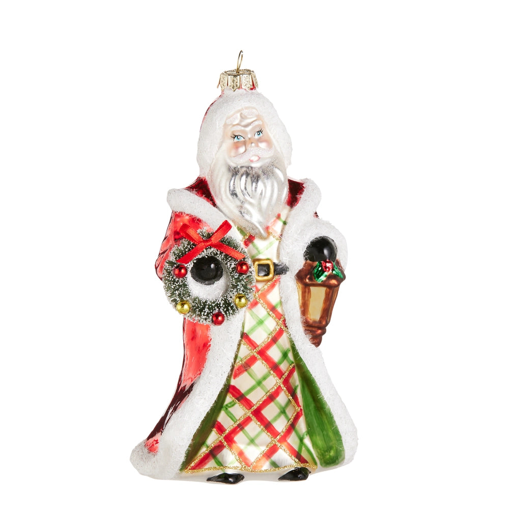 Plaid Santa Ornament