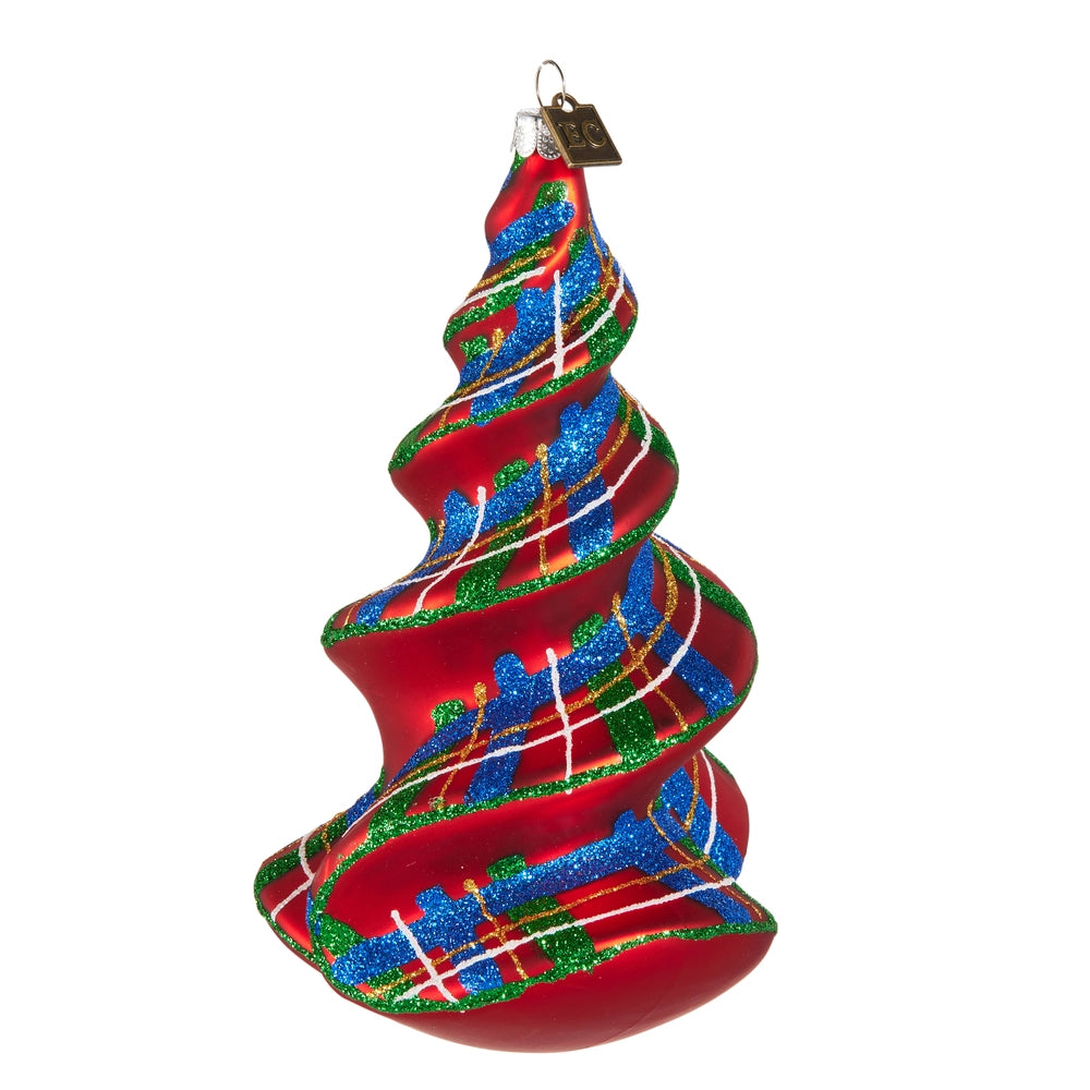 6.25" EC Tartan Spiral Tree Ornament