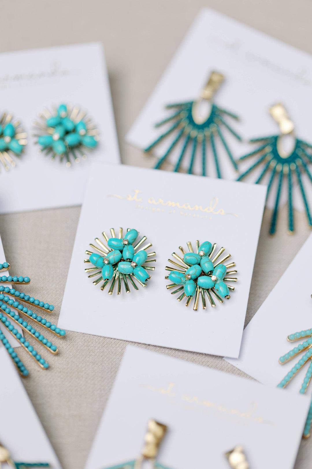 St Armands  Turquoise Sunburst Statement Stud Earrings