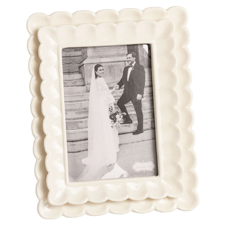 White Layered Scalloped Ceramic Frame