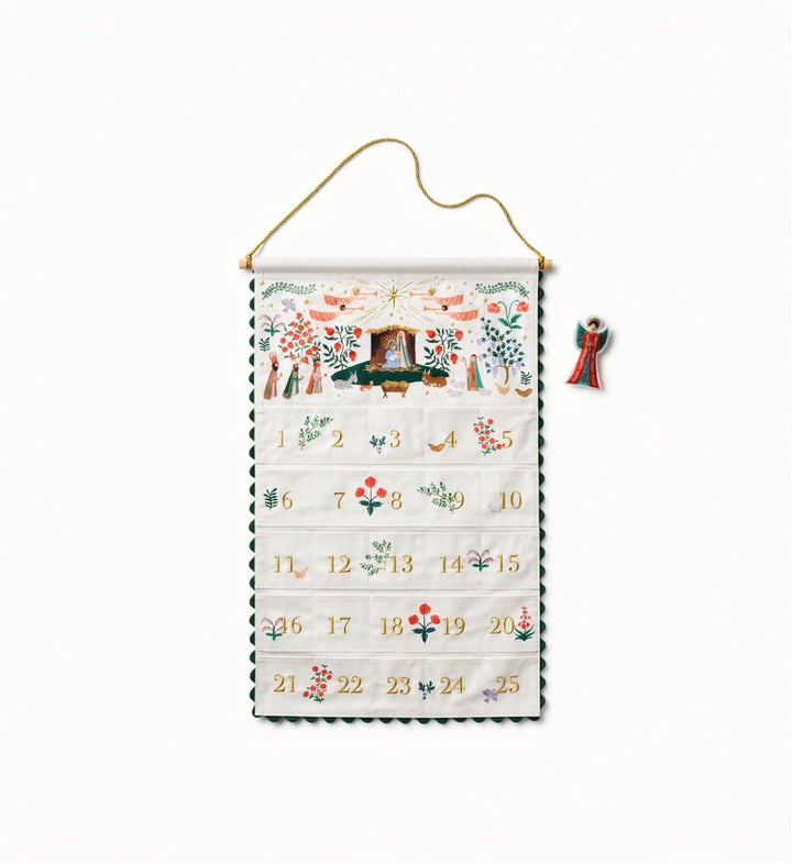 Rifle Paper Co. Nativity Embroidered Hanging Advent Calendar