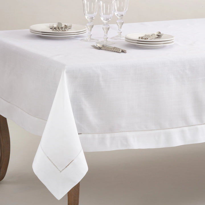White Tablecloth with Hemstitched Border