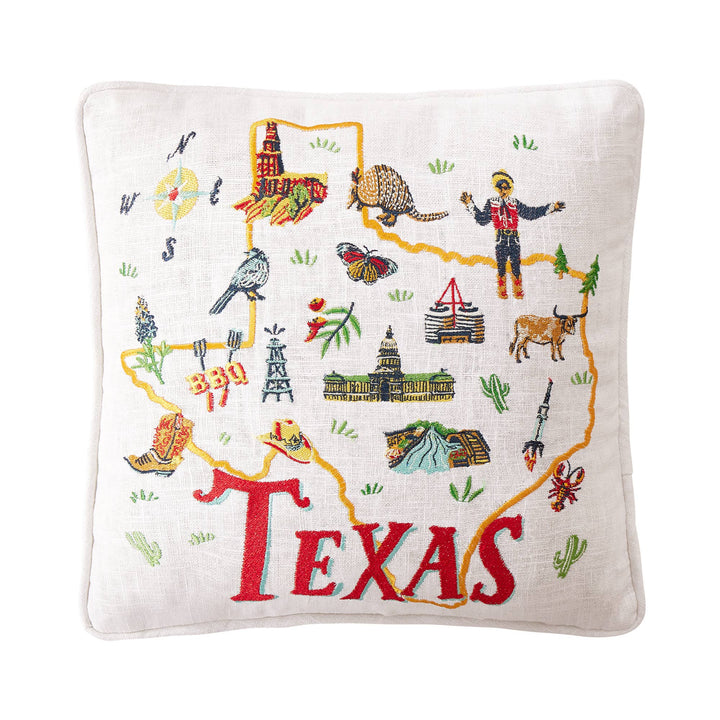 Peking Handicraft Angela Staehling Texas Embroidered Pillow