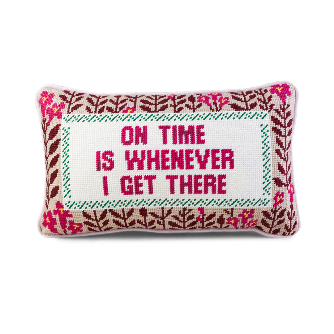 Furbish Studio "On Time" Needlepoint Pillow