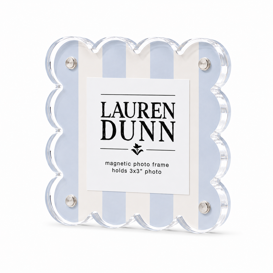 Lauren Dunn Blue Linen Scalloped Frame