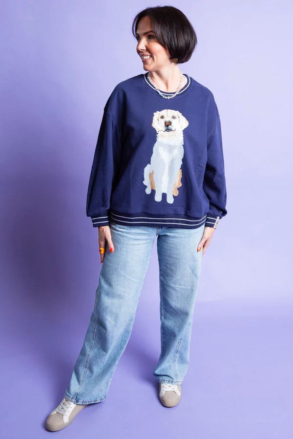 Queen of Sparkles Navy Golden Retriever Sweatshirt