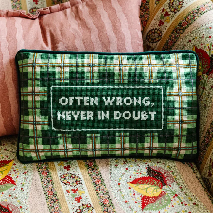 Furbish Studio Often Wrong Needlepoint Pillow