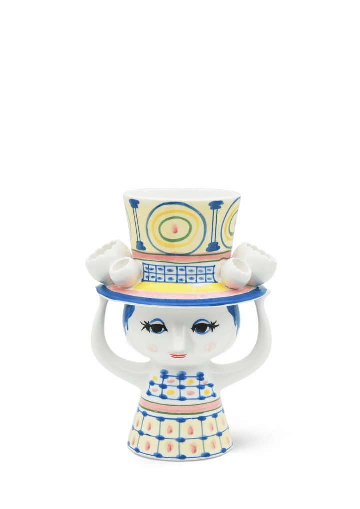 Bjørn Wiinblad Lady with Hat Vase Blue