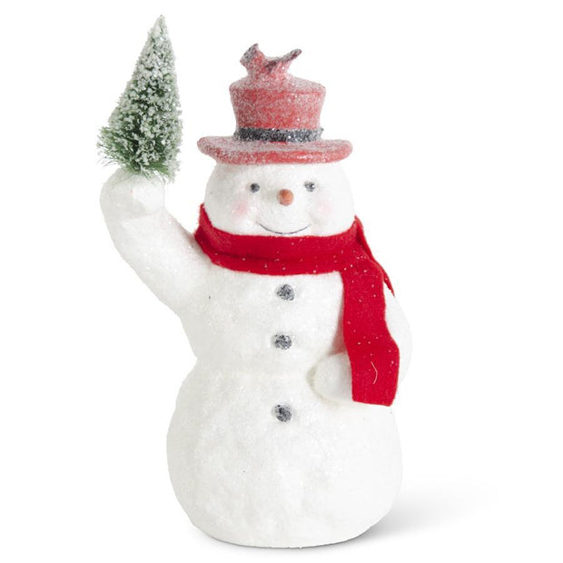 Sugary Snowman Holding Tree Figure