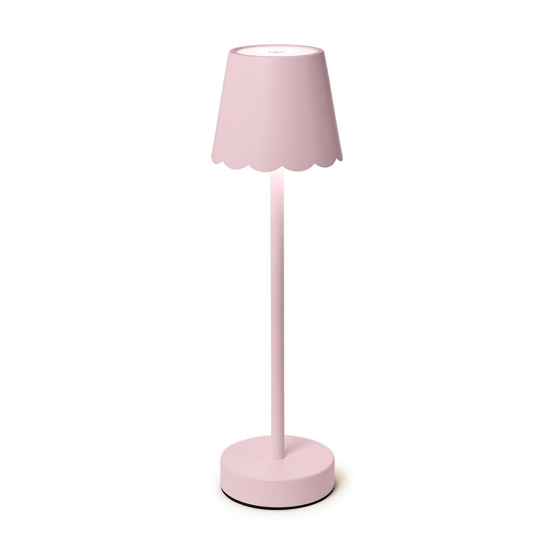 Cordless LED Table Lamp with Scalloped Edge Shade