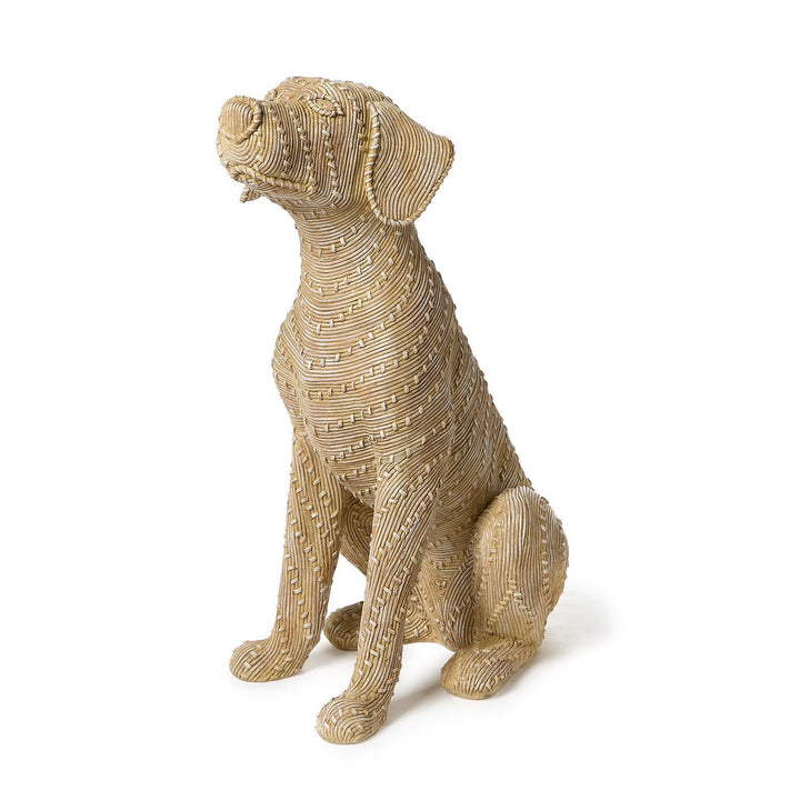 Basketweave Pattern Sitting Dog Decor