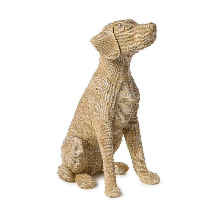 Basketweave Pattern Sitting Dog Decor