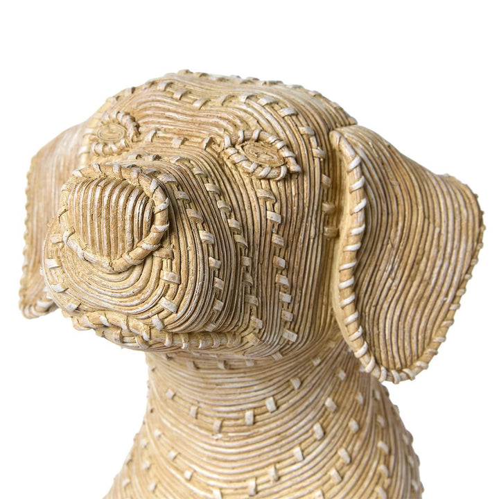 Basketweave Pattern Sitting Dog Decor