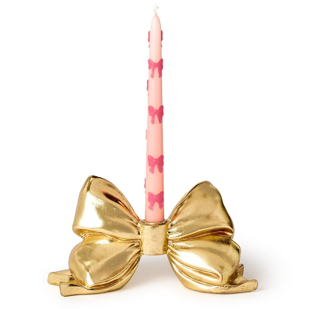 Two's Company Large Bow Taper Candle Holder