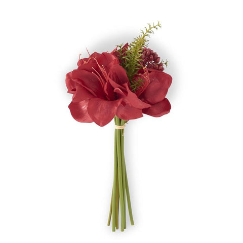 Red Amaryllis with Pine and Red Berry Spray