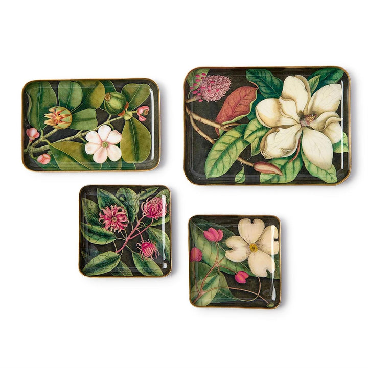 Vintage Floral Print Metal Trinket Tray