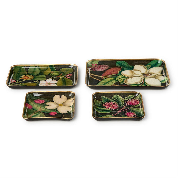 Vintage Floral Print Metal Trinket Tray