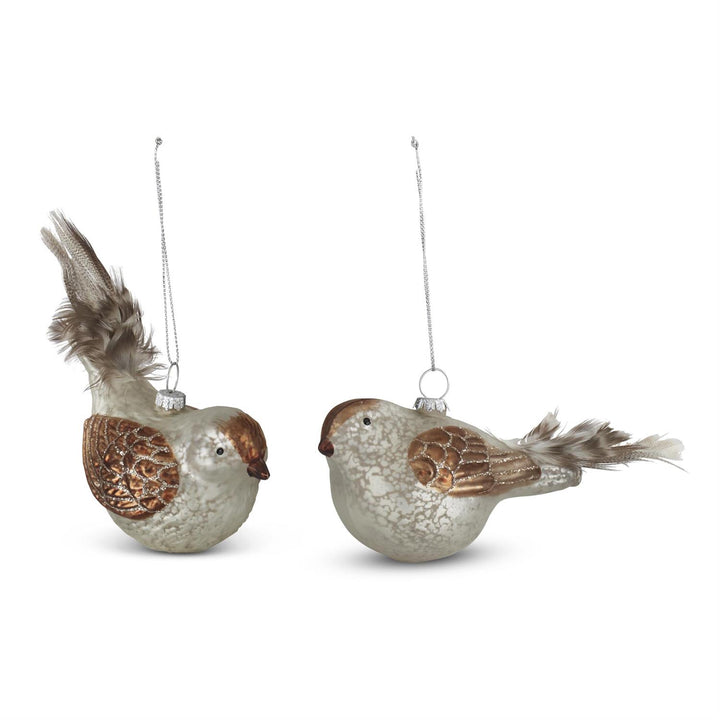 White Mercury Glass Bird Ornament
