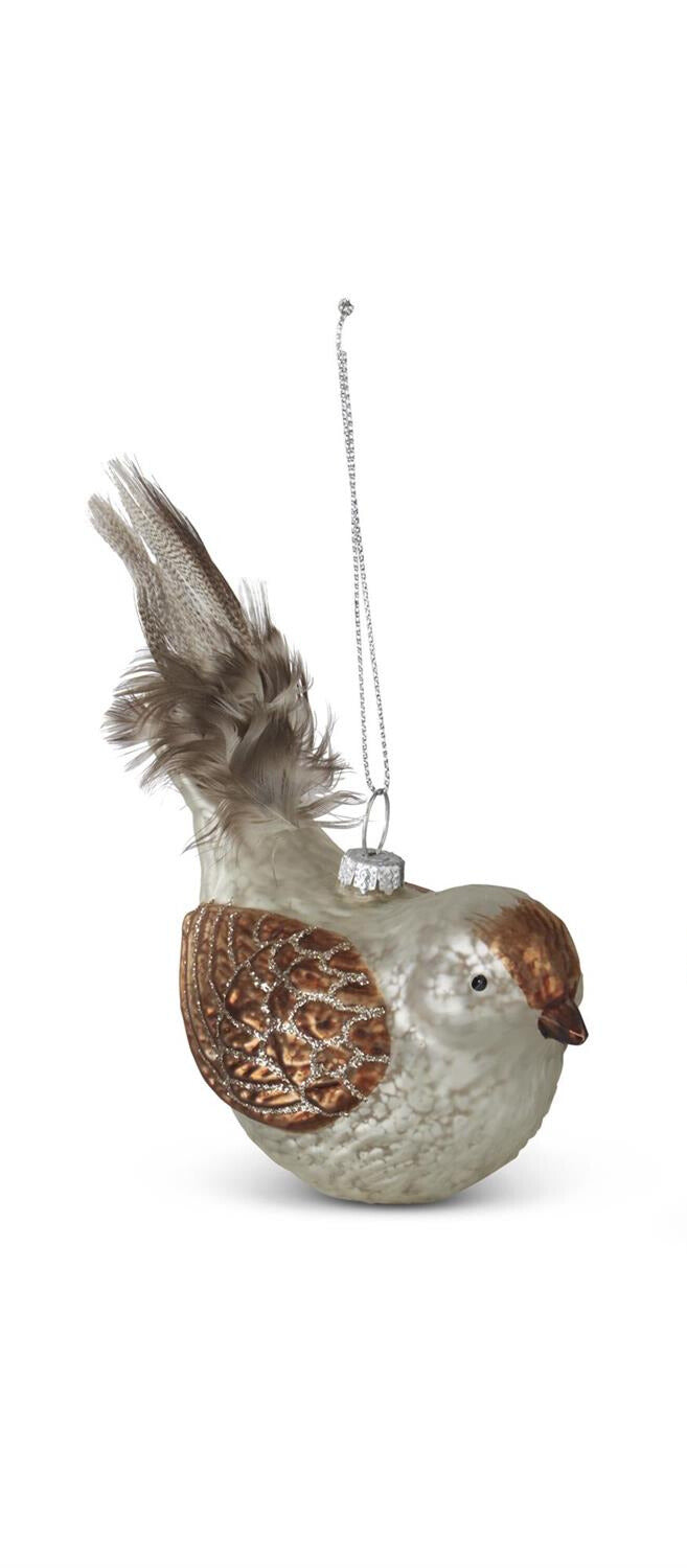 White Mercury Glass Bird Ornament