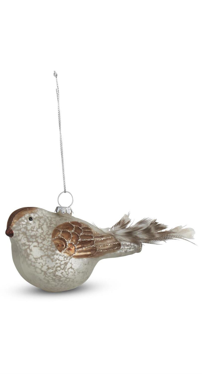 White Mercury Glass Bird Ornament
