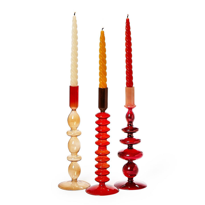 Hand-Blown Glass Tapered Candleholder