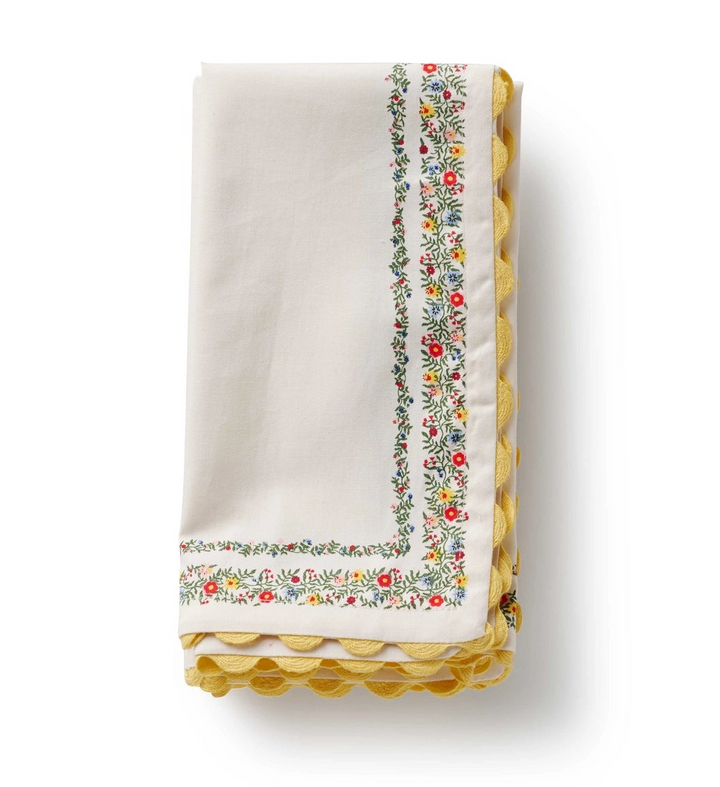 Rifle Paper Co. Rosette Stripe Embroidered Cotton Napkin