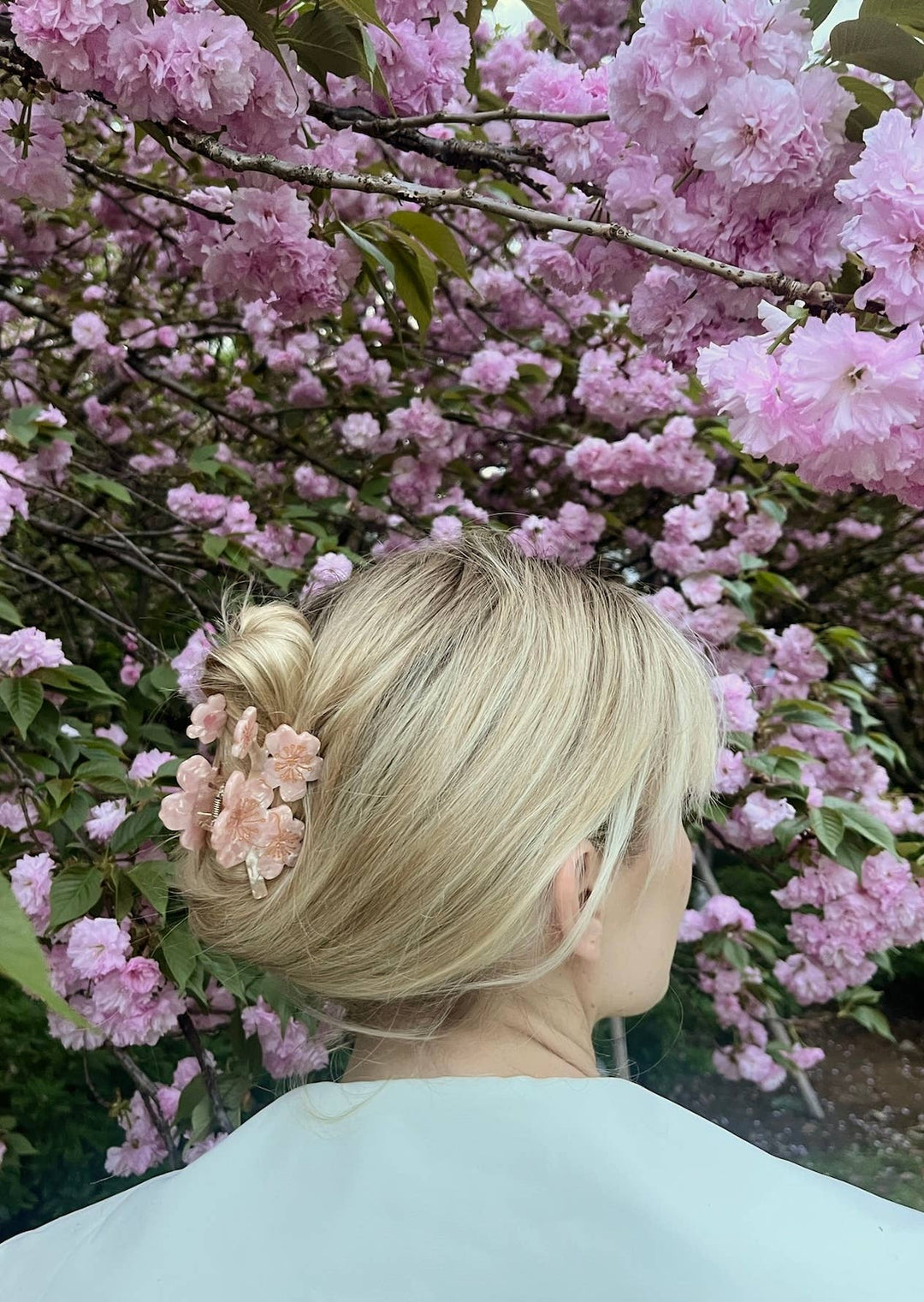 Solar Eclipse Hand-painted Pink Cherry Blossoms Flower Claw Hair Clip
