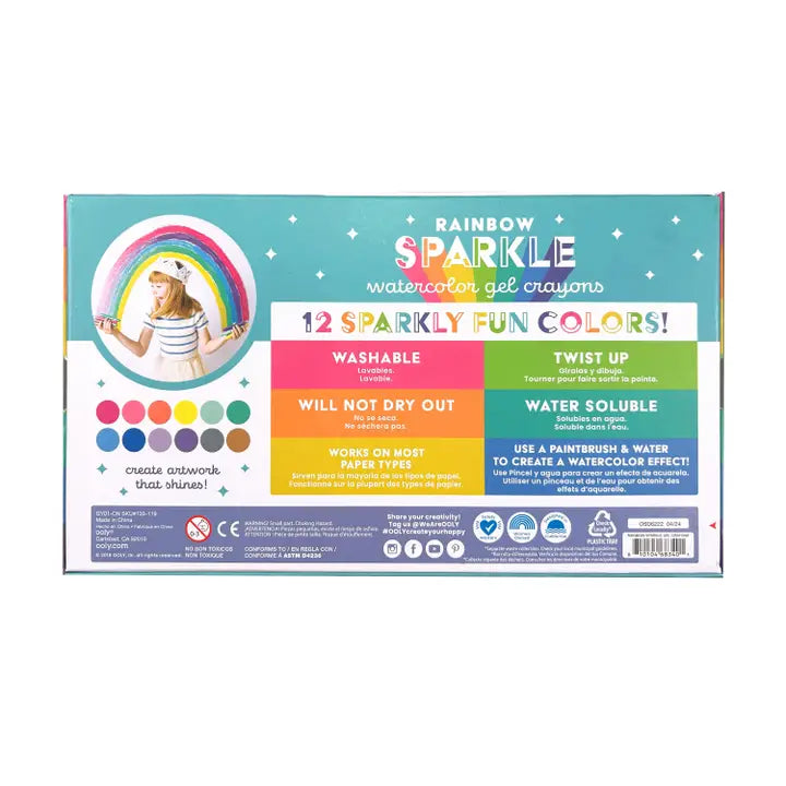OOLY Watercolor Gel Crayons Rainbow Sparkle