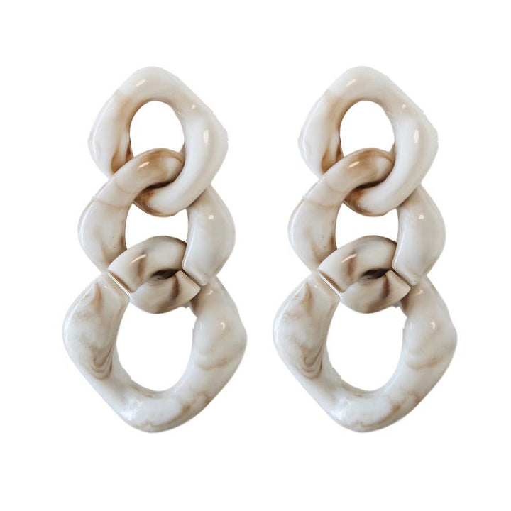 St Armands Cream Lucite Chain Statement Drop Earrings
