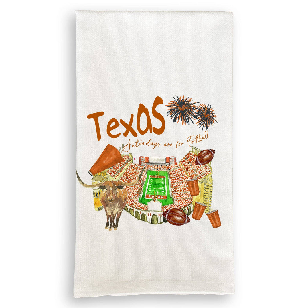 French Graffiti University of Texas Football Pattern Dishtowel