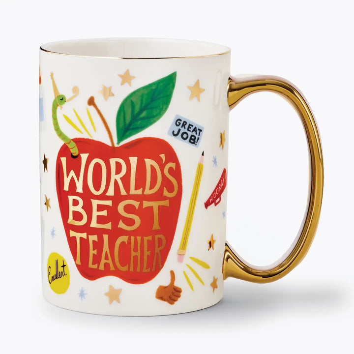 Rifle Paper Co. World's Best Teacher Porcelain Mug