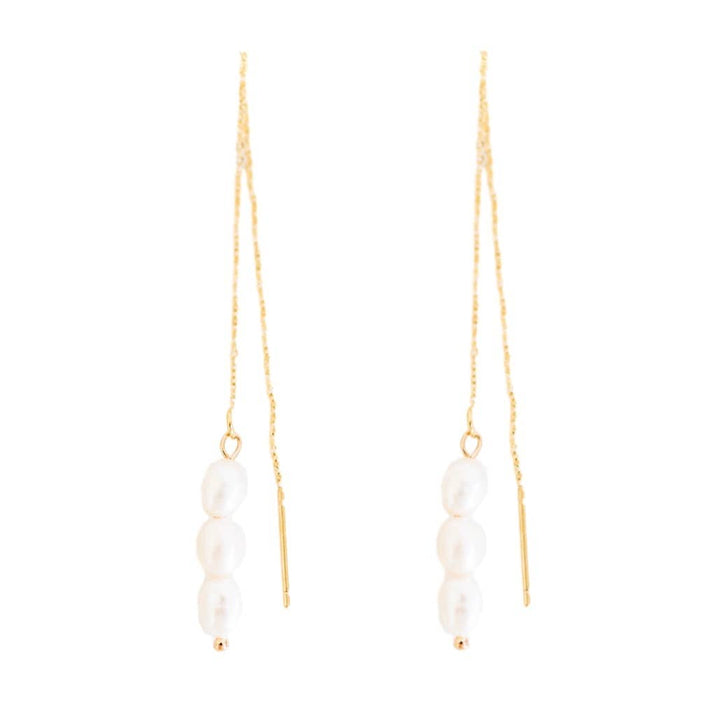 Skinny Pearl Statement Threader Earrings
