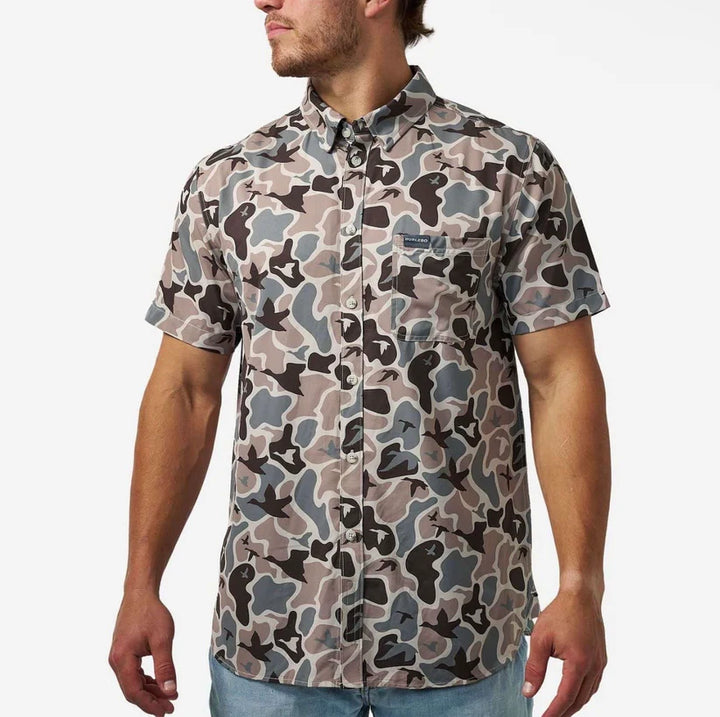 Burlebo Men's Mallard Mayhem Camo Performance Button Up