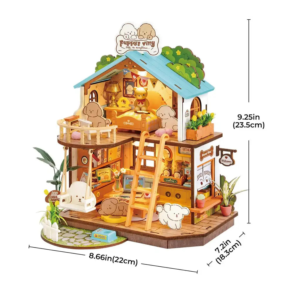 Robotime DIY Miniature House Puzzles Puppy's Cozy Villa