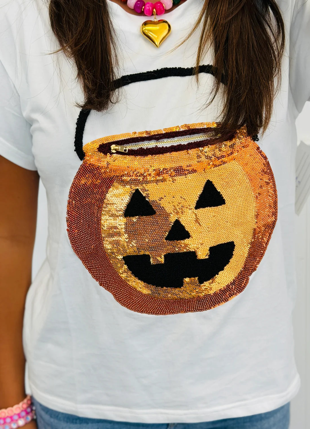Queen of Sparkles White Pumpkin Candy Bucket Tee