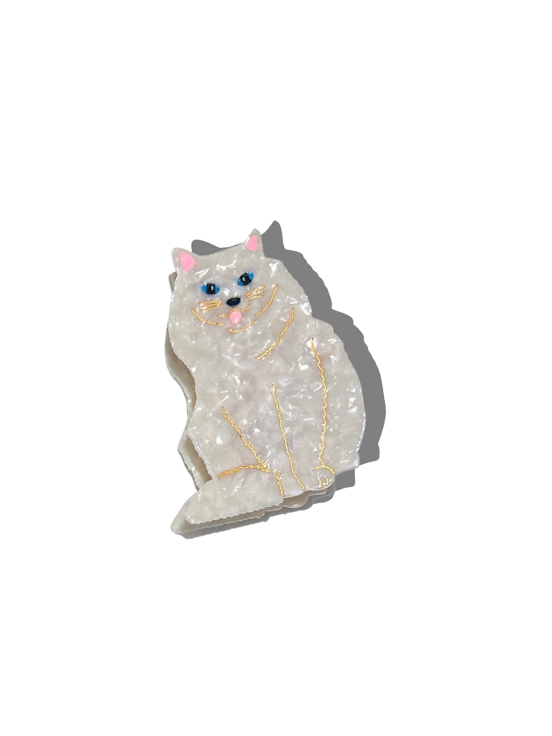 Solar Eclipse Hand-Painted White Persian Cat Claw Hair Clip