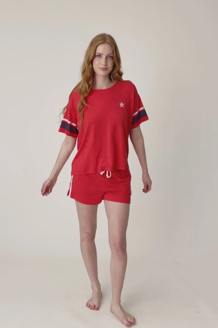 P.J. Salvage Star Spangled Summer True Scarlet Short Sleeve Top