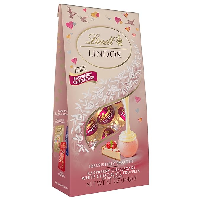 Lindt Lindor Raspberry Cheesecake White Chocolate Candy Truffles