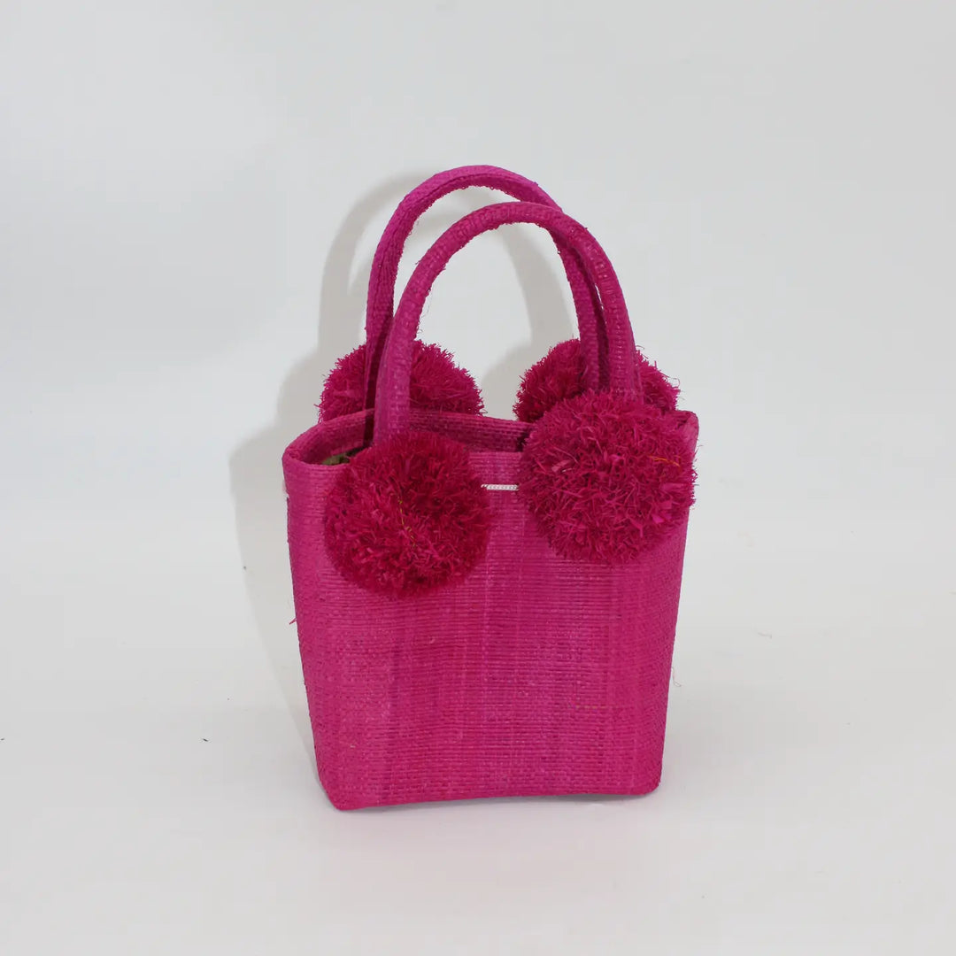 Shebobo Schooner Straw Mini Bag with Pompom Accent