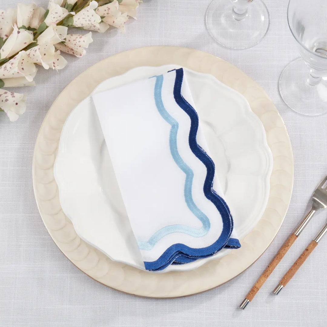 Blue Scalloped Border Napkin