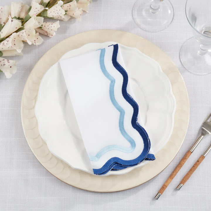Blue Scalloped Border Napkin