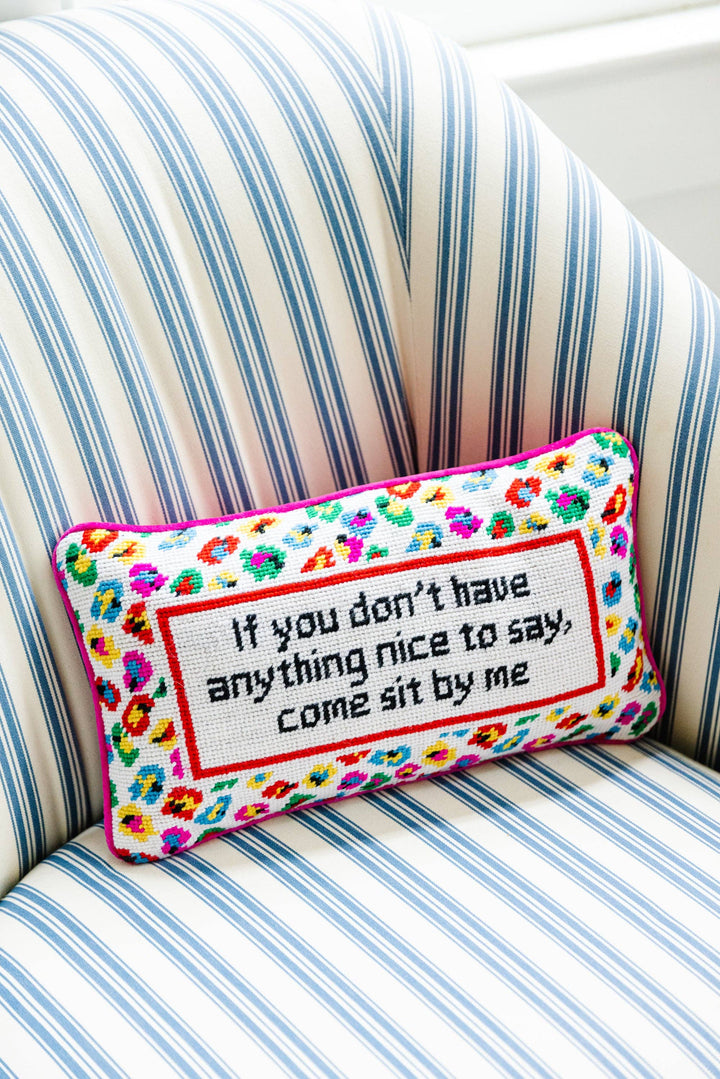 Furbish Studio "Come Sit By Me" Needlepoint Pillow