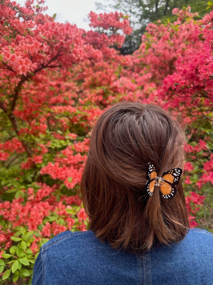 Solar Eclipse Hand-painted Mini Monarch Butterfly Claw Hair Clip